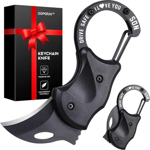 Vista 23 de OOPERAY Regalos para el mejor día del padre, cortador de caja EDC con texto en inglés "To my world's best dad", regalos de cumpleaños del día