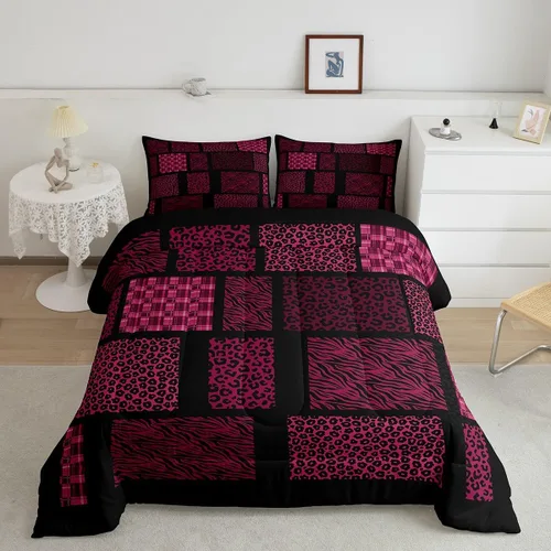 Vista 19 de Juego de ropa de cama individual de piel de cebra, guepardo y leopardo, para niños y adultos, juego de edredón de piel de animales salvajes