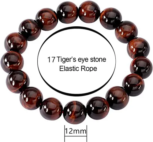 Vista 2 de Jewever Pulsera elástica de cuentas redondas lisas de ojo de tigre, unisex (varias piezas)