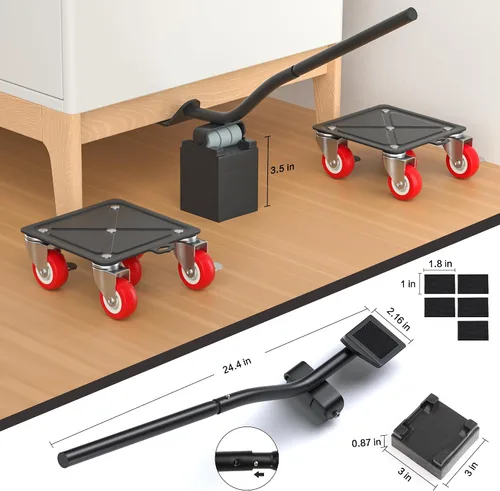 Vista 11 de Carrito de muebles resistente con 5 ruedas, capacidad de carga de 3300 libras para un fácil movimiento y almacenamiento, juego de herramientas