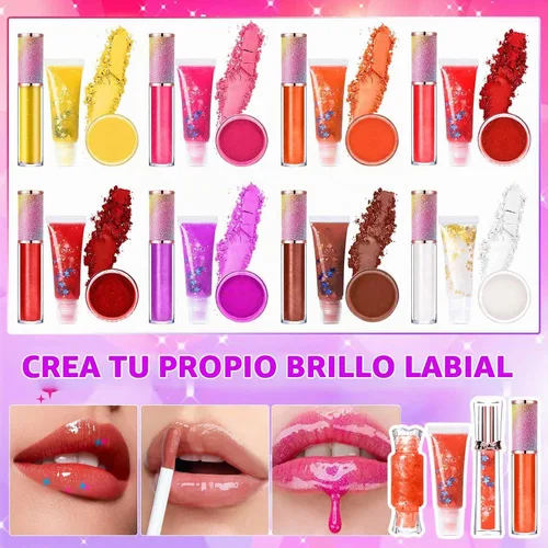 Vista 3 de Kit de Bricolaje de Brillo Labial Jcoos, Conjunto de Brillo Labial para Adolescentes, Niños, Preadolescentes, Niñas, Mujeres, Kit de Brillo Labial