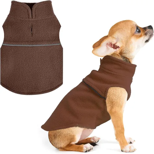 Vista 13 de Suéteres para Perros Pequeños para Niñas, Chaleco de Forro Polar para Perros con Orificio para Correa, Suéter Cálidamente Ajustable, Chaqueta