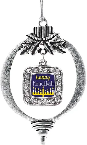 Vista 174 de Inspired Silver - Adorno con dije de reina de rodillo - Adornos navideños cuadrados de plata con joyas de circonita cúbica