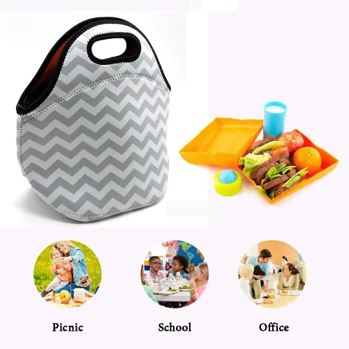 Vista 6 de Bolsas de almuerzo de neopreno, bolsas aisladas para almuerzo, bolsa de refrigerador para niños de la escuela, adolescentes, niñas, mujeres, viajes
