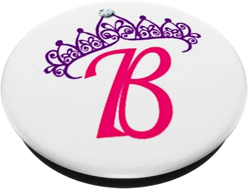 Vista 2 de Princess Tiara Crown Letter B Monogram PopSockets - Agarre y soporte para teléfonos y tabletas, Negro