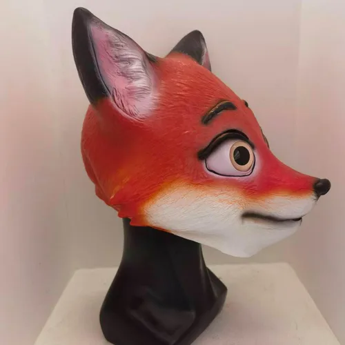 Vista 2 de Fox Full Head Latex Mask Cosplay Costume Accessory for Halloween Carnival