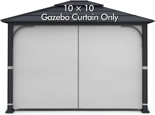 Vista 12 de Cortina Universal de Repuesto para Privacidad de Gazebo - Wonwon Panel de Privacidad con Toldo y Cierre para Gazebo al Aire Libre de 10 x 10 Pies