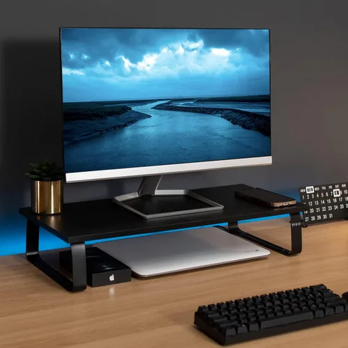 Vista 4 de VIVO Soporte para monitor y portátil, elevador de escritorio de 24 pulgadas, negro, STAND-V000D