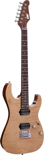 Vista 2 de IYV - Cuerpo sólido IS-400-HH con arce llama, configuración de pastilla H-H, natural