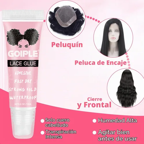 Vista 4 de Pegamento de peluca para pelucas de encaje frontal, 0.5 onzas de pegamento de peluca de encaje frontal impermeable para pelucas, adhesivo