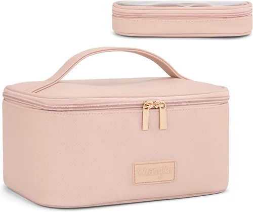 Vista 20 de Wrangler - Bolsa de maquillaje de viaje, 2 piezas, bolsa de cosméticos con Vaca café