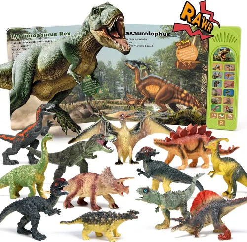 Vista 8 de OENUX Juguetes de dinosaurio para niños de 3 a 5 años, 12 piezas realistas de dinosaurios jurásicos con folleto educativo, dinosaurio de plástico