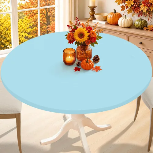 Vista 23 de Smiry - Mantel redondo de elastano, manteles ajustados lavables elásticos para mesas de 36 a 44 pulgadas, cubierta de mesa de picnic elástica