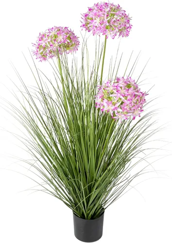 Vista 10 de Ttranewsoo Plantas artificiales de césped alto con macetas de 47 pulgadas, 1 paquete de césped artificial de lirio de los valles, decoración