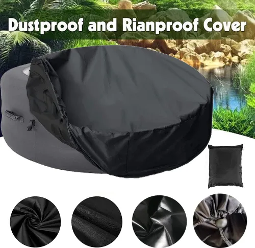 Vista 3 de Cubierta impermeable para bañera de hidromasaje, impermeable, portátil, redonda, inflable, protector para bañera de hidromasaje, piscina, muebles