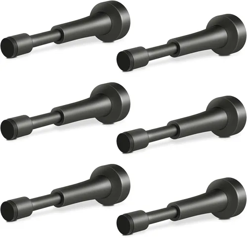 Vista 22 de Topes de puerta mate negros para pared - Tope de puerta de resorte de 4.33 pulgadas para la parte inferior de la puerta, tope de puerta de aluminio