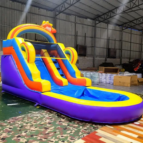Vista 11 de Tobogán acuático inflable de grado comercial de 24 pies (L) para adultos y niños (toboganes dobles), toboganes acuáticos de PVC resistente