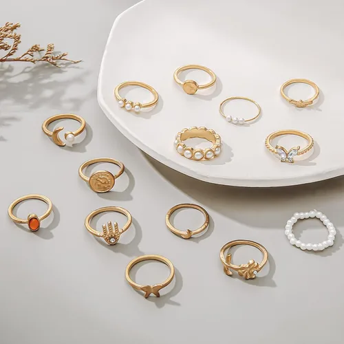 Vista 5 de Gold Kunckle Rings Set for Women,Stackable Rings Pack Snake Butterfly Statement Vintage Rings Set for Women Jewelry Gifts