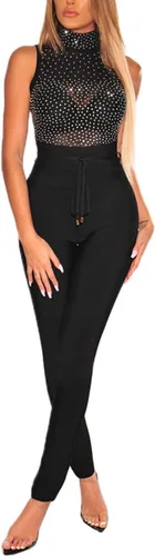 Vista 2 de SEBOWEL- Enterizoleotardo de mangas largas confeccionado en tela de malla transparente, para mujeres