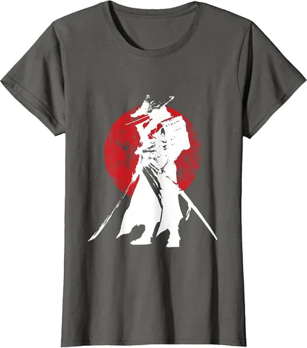 Vista 37 de Vintage Japanese Samurai Retro Bushido Warrior Japan Sword T-Shirt Asphalt Grey