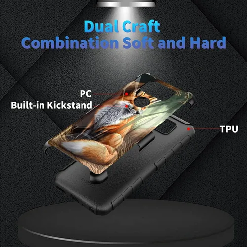Vista 109 de Funda para AT&T Maestro Max 2021/Cricket Ovation 2 con protector de pantalla de vidrio templado, funda resistente con función atril integrada
