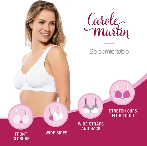 Vista 5 de Carole Martin Full-Freedom Front Closure Bra, Perfect Wireless Cotton Sleep Bras for Women