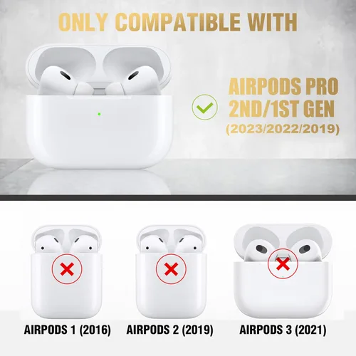 Vista 2 de Valkit Funda Compatible con Airpods Pro de 2ª/1ª Generación con Kit de Limpieza, Funda Militar para AirPod Pro 2 con Candado y Cordón, Funda Blanco