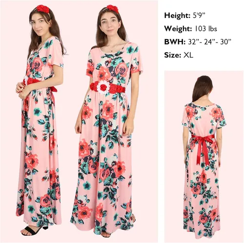 Vista 3 de Hosukko - Vestidos para mí y mamá, cinturón y diadema (bolsillos laterales).