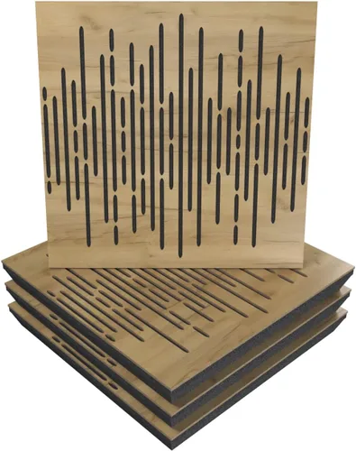 Vista 12 de Panel acústico difuso de absorción de sonido, «onda» para estudio de grabación Laminado en madera, (paquete de 4): (Negro)
