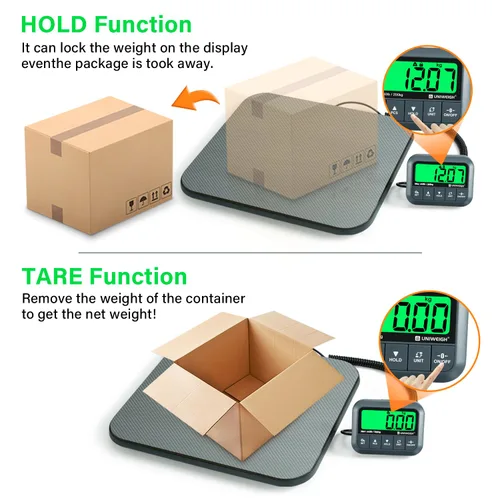 Vista 3 de UNIWEIGH Báscula postal digital 440lb/0.35oz Precisión para paquetes de envío Hold/Tare/Count,Commercial Package Scale for Small Business,Postage