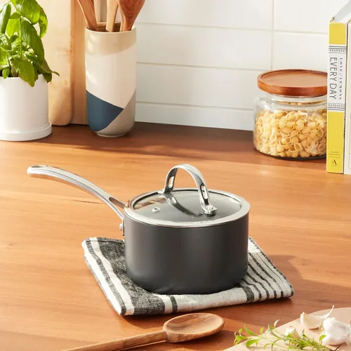 Vista 2 de Cooks Standard NC-00340 – Sartén con tapa de grado Premium, anodizado, sólido, antiadherente, Negro