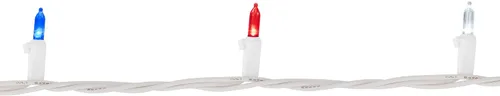 Vista 3 de Northlight Juego de mini luces navideñas LED patrióticas, cable blanco de 15.5 pies, 50