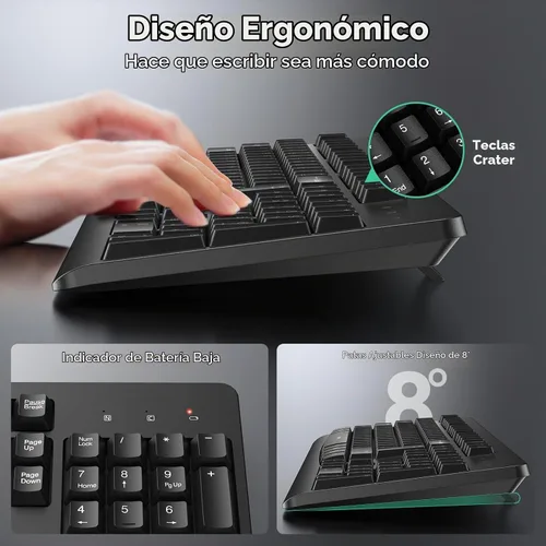 Vista 6 de TECKNET Combo de teclado y mouse inalámbricos para computadora portátil