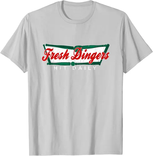 Vista 48 de Camiseta divertida de béisbol y softbol Don't Bunt Hit Fresh Dingers, Negro