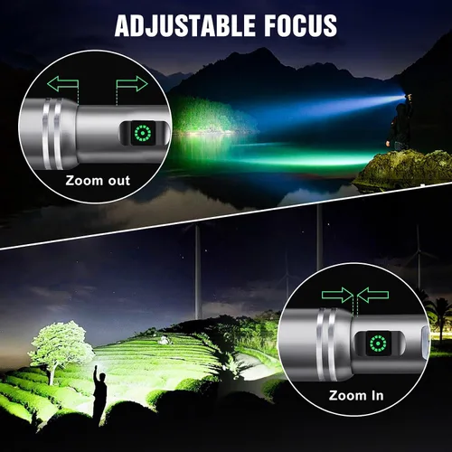 Vista 5 de Linterna recargable de alto lúmenes, 3000 lúmenes, linternas LED superbrillantes con 6 modos de luz, IPX6 impermeable, potente luz flash de mano