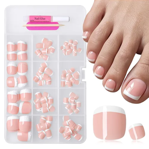 Vista 12 de 240 uñas postizas medianas de almendra a presión con punta francesa