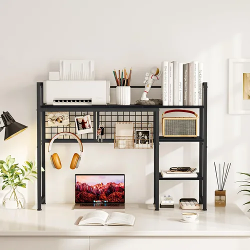 Vista 4 de Snughome Estante de escritorio, estante organizador de escritorio de 38.6 pulgadas, gabinete de escritorio para monitor de computadora, estante