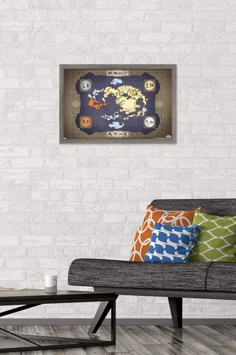Vista 2 de Nickelodeon Avatar: The Last Airbender - Póster de pared de mapa, 22.4 pulgadas de largo x 14.7 pulgadas de ancho, versión enmarcada de madera