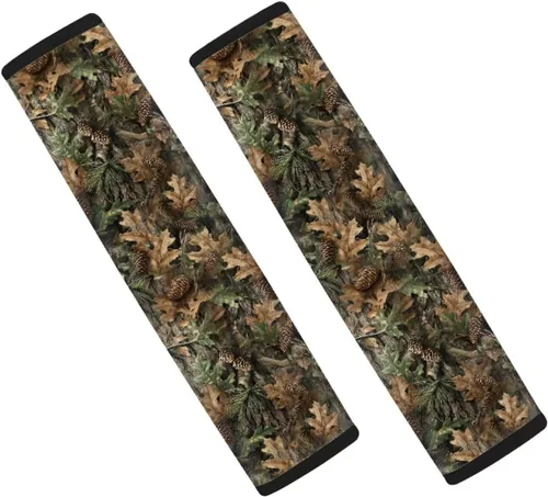 Vista 11 de LedBack Fundas para cinturón de seguridad de coche con diseño de bandera americana y camuflaje, paquete de 2, almohadilla universal para cinturón