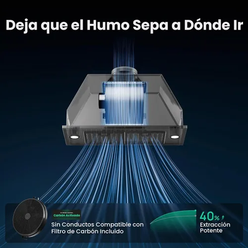 Vista 7 de VIKIO HOME Campana Extractora Empotrable de 30 Pulgadas, 980 CFM Campana de Ventilación de Cocina Integrada, Convertible con Conductos/Sin