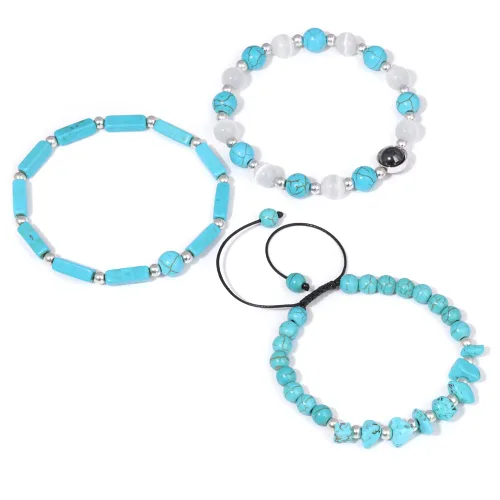 Vista 5 de Juego de pulseras con cuentas de ojo de tigre, hematita de piedra lunar, pulseras adelgazantes para mujeres y hombres, joyería de amatista, 7.5 in