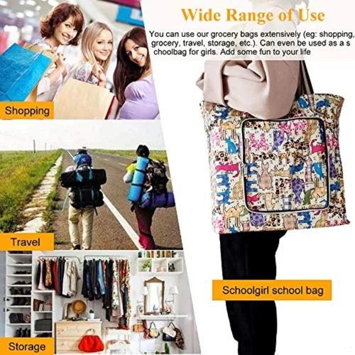 Vista 6 de Bolsas de compras reutilizables, plegables, lavables, impermeables, grandes, resistentes y resistentes para uso diario