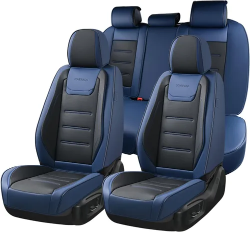 Vista 17 de Coverado Juego completo de fundas de asiento de automóvil, protector impermeable para asiento de automóvil, cojín de asiento de cuero, fundas