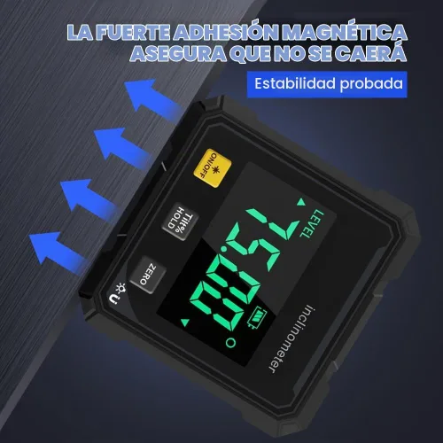 Vista 2 de Saker - Herramienta transportadora digital de ángulo 2026, inclinómetro de alta precisión de 4 × 90° con pantalla LED, medidor de ángulo magnético