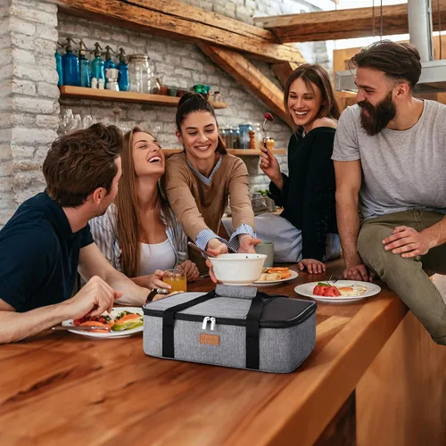 Vista 7 de Lifewit - Porta ollas aislada para alimentos calientes o fríos, olla con tapa y estuche de transporte, soporte para lasaña para fiestas de comida