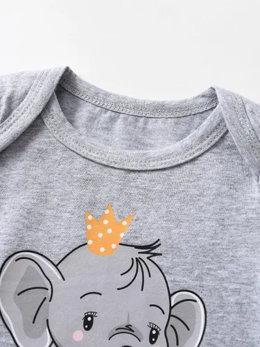 Vista 78 de Conjunto de 3 piezas de ropa de bebé recién nacido con estampado de manga larga + pantalones + sombrero