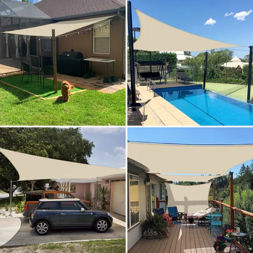 Vista 2 de E&K Sunrise - Toldo parasol rectangular impermeable de 5 x 5 pies, para exteriores, bloqueo UV con kit de herramientas para pérgola, patio, jardín