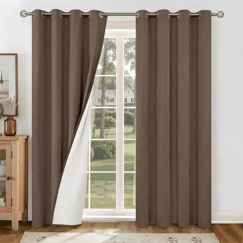 Vista 132 de YoungsTex - Cortinas 100% opacas para dormitorio, con aislamiento térmico y ojales, cortinas oscuras negras con capa pesada para ventana de sala