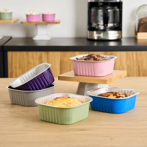 Vista 10 de Restaurantware - Moldes desechables, paquete de 100 tazas cuadradas de aluminio para hornear de 10 onzas - Las tapas se venden por separado, listas