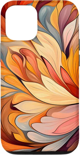 Vista 27 de iPhone 12 Pro Max Remolinos florales abstractos Funda de colores cálidos de otoño